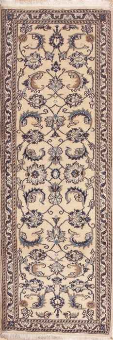 Nain Beige Runner Hand Knotted 22 X 65  Area Rug 100-11468 Image 0