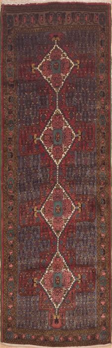 Hamedan Blue Runner Hand Knotted 30 X 96  Area Rug 100-11474 Image 0