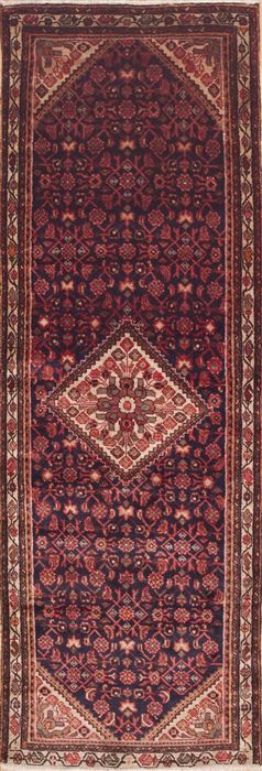 Hamedan Red Runner Hand Knotted 35 X 101  Area Rug 100-11475 Image 0