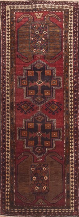 Bakhtiar Red Runner Hand Knotted 35 X 911  Area Rug 100-11476 Image 0