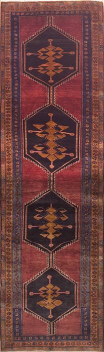 Hamedan Red Runner Hand Knotted 38 X 128  Area Rug 100-11477 Image 0