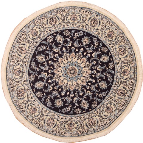 Nain White Round Hand Knotted 60 X 60  Area Rug 100-11519 Image 0