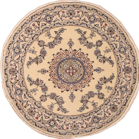Nain Blue Round Hand Knotted 63 X 63  Area Rug 100-11520 Image 0