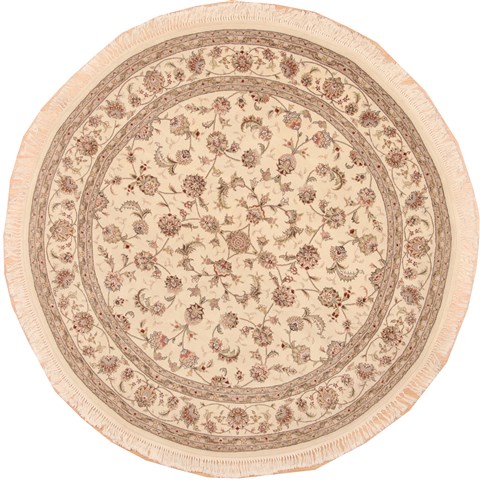 Sino-Persian Beige Round Hand Knotted 60 X 60  Area Rug 100-11521 Image 0