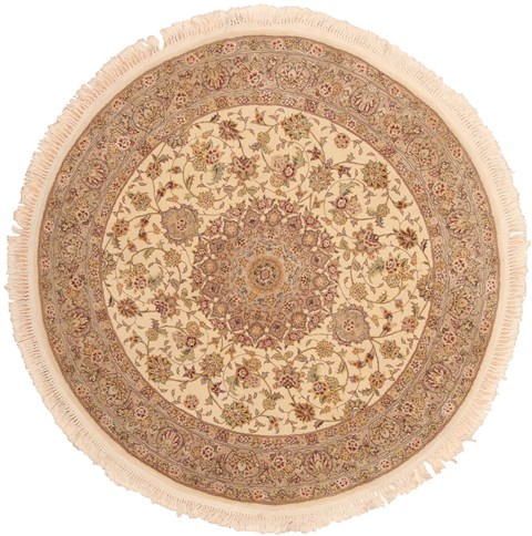 Sino-Persian Green Round Hand Knotted 50 X 50  Area Rug 100-11526 Image 0