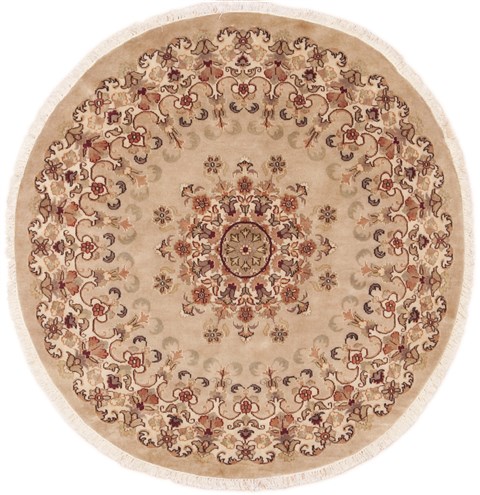 Pak-Persian Beige Round Hand Knotted 50 X 50  Area Rug 100-11527 Image 0