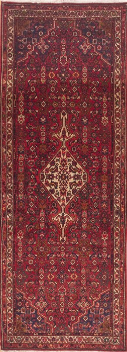 Hamedan Red Runner Hand Knotted 39 X 103  Area Rug 100-11532 Image 0