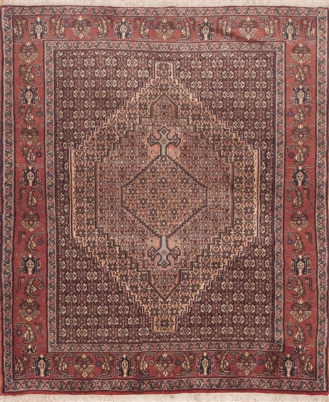 Sanandaj Brown Square Hand Knotted 41 X 41  Area Rug 100-11534 Image 0