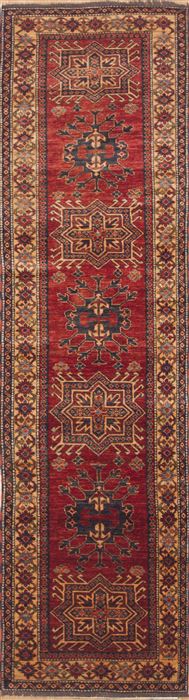 Kazak Yellow Runner Hand Knotted 26 X 103  Area Rug 100-11545 Image 0