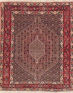 Sanandaj Blue Hand Knotted 4'1" X 4'10"  Area Rug 100-11549