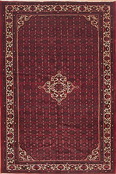Persian Hossein Abad Red Rectangle 7x10 ft Wool Carpet 11553