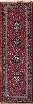 Kashan Red Runner Hand Knotted 3'4" X 10'3"  Area Rug 100-11554
