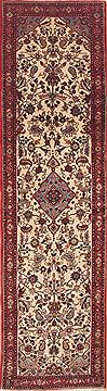 Persian Hamedan Beige Runner 10 to 12 ft Wool Carpet 11574