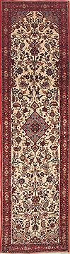 Hamedan Beige Runner Hand Knotted 2'7" X 10'2"  Area Rug 100-11574