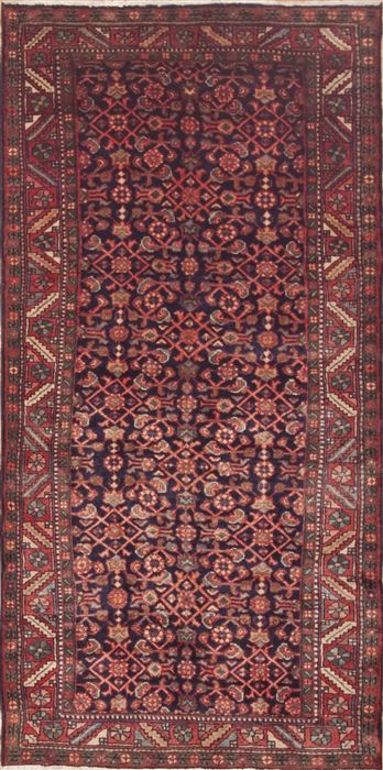 Hamedan Red Hand Knotted 310 X 82  Area Rug 100-11576 Image 0