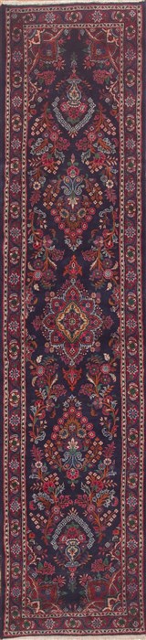 Sarouk Blue Runner Hand Knotted 211 X 126  Area Rug 100-11577 Image 0