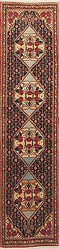 Sanandaj Red Runner Hand Knotted 1'10" X 7'7"  Area Rug 100-11579
