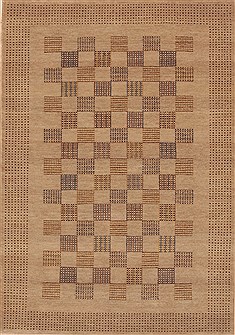 Gabbeh Beige Hand Knotted 4'2" X 6'0"  Area Rug 100-11583