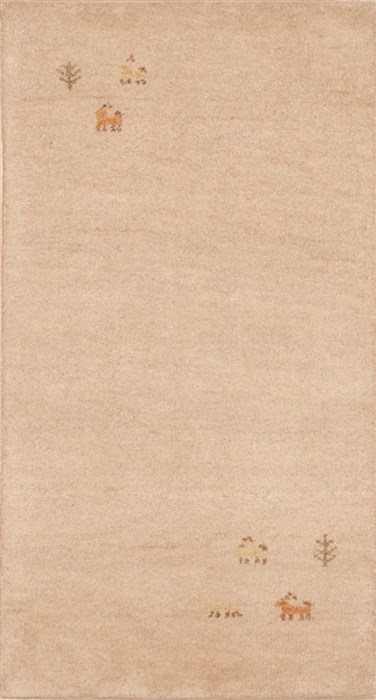 Gabbeh Beige Hand Knotted 20 X 38 Area Rug 100-11596 Image 0