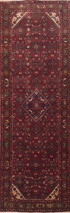 Hamedan Red Runner Hand Knotted 31 X 96  Area Rug 100-11604 Image 0