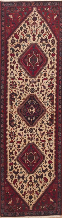 Qashqai Red Runner Hand Knotted 27 X 99  Area Rug 100-11607 Image 0