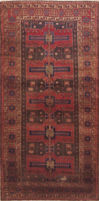 Meshkin Red Runner Hand Knotted 411 X 102  Area Rug 100-11608 Image 0