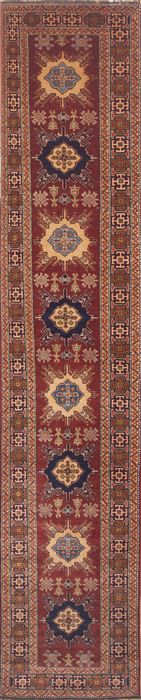 Kazak Beige Runner Hand Knotted 28 X 136  Area Rug 100-11611 Image 0