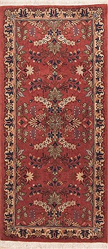 Persian Yazd Purple Runner 6 ft and Smaller Wool Carpet 11634