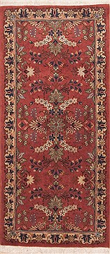 Yazd Purple Runner Hand Knotted 2'3" X 4'11"  Area Rug 100-11634