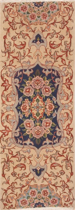 Mashad Beige Runner Hand Knotted 20 X 54  Area Rug 100-11640 Image 0