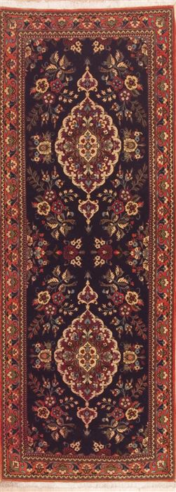 Qum Blue Runner Hand Knotted 24 X 64  Area Rug 100-11641 Image 0