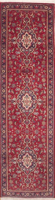 Kashan Red Runner Hand Knotted 27 X 93  Area Rug 100-11664 Image 0