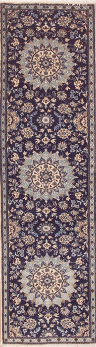 Nain Blue Runner Hand Knotted 28 X 96  Area Rug 100-11667 Image 0