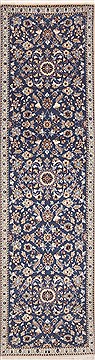 Nain Blue Runner Hand Knotted 2'6" X 9'6"  Area Rug 100-11669