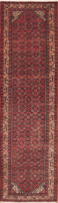 Hamedan Red Runner Hand Knotted 27 X 95  Area Rug 100-11670 Image 0