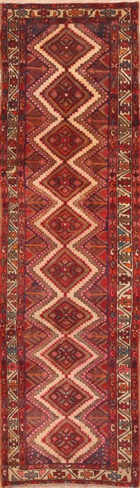 Hamedan Red Runner Hand Knotted 28 X 910  Area Rug 100-11674 Image 0