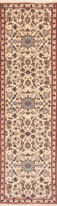 Nain Beige Runner Hand Knotted 26 X 95  Area Rug 100-11675 Image 0