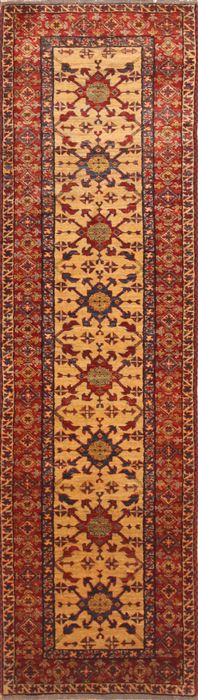 Kazak Yellow Runner Hand Knotted 26 X 96  Area Rug 100-11682 Image 0