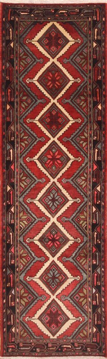 Hamedan Red Runner Hand Knotted 27 X 92  Area Rug 100-11685 Image 0