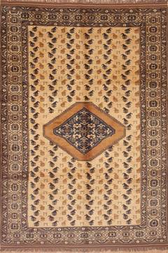 Pakistani Kazak Yellow Rectangle 7x10 ft Wool Carpet 11694