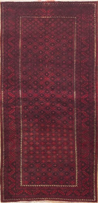 Baluch Red Runner Hand Knotted 35 X 73  Area Rug 100-11704 Image 0
