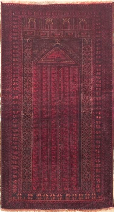 Baluch Red Hand Knotted 35 X 63  Area Rug 100-11705 Image 0