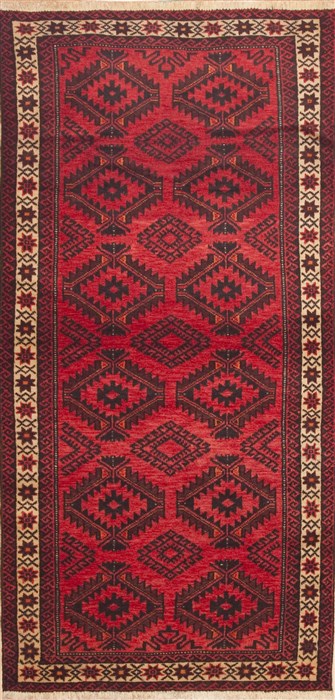 Baluch Red Runner Hand Knotted 33 X 72  Area Rug 100-11727 Image 0