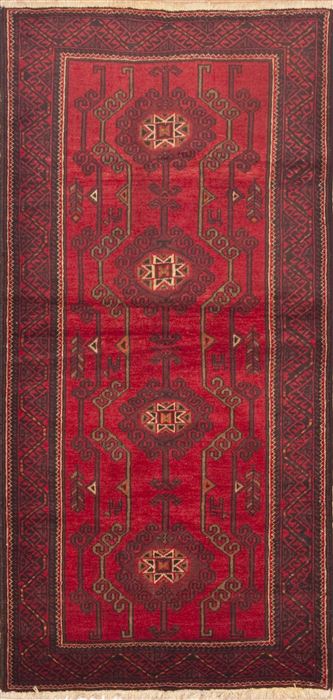Baluch Red Runner Hand Knotted 33 X 610  Area Rug 100-11729 Image 0
