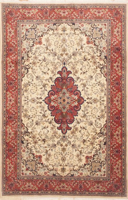 Yazd Beige Hand Knotted 63 X 99  Area Rug 100-11761 Image 0