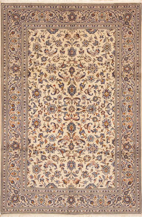 Kashan Beige Hand Knotted 63 X 94 Area Rug 100-11767 Image 0