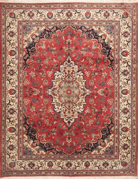 Kashan Red Hand Knotted 73 X 90  Area Rug 100-11770 Image 0