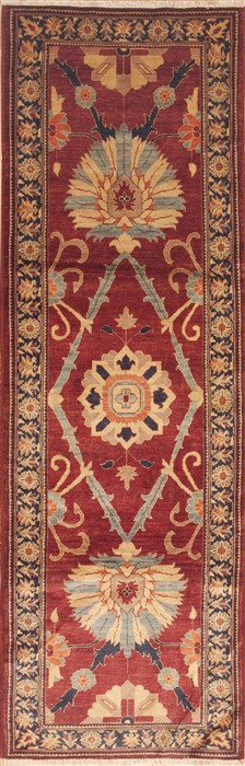 Pishavar Red Runner Hand Knotted 32 X 104  Area Rug 100-11780 Image 0