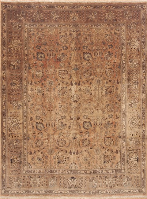 Tabriz Brown Hand Knotted 82 X 111 Area Rug 100-11784 Image 0