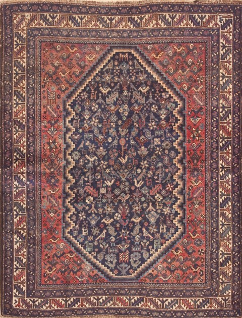 Shiraz Blue Hand Knotted 49 X 62  Area Rug 100-11787 Image 0